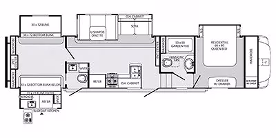Dual Entry Rear Bunkhouse Fifth Sleeps 10 - $91/wk - Image 2